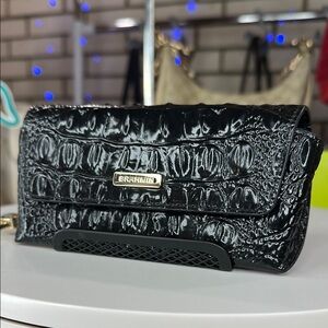 Brahmin Black Croc-Embossed Clutch